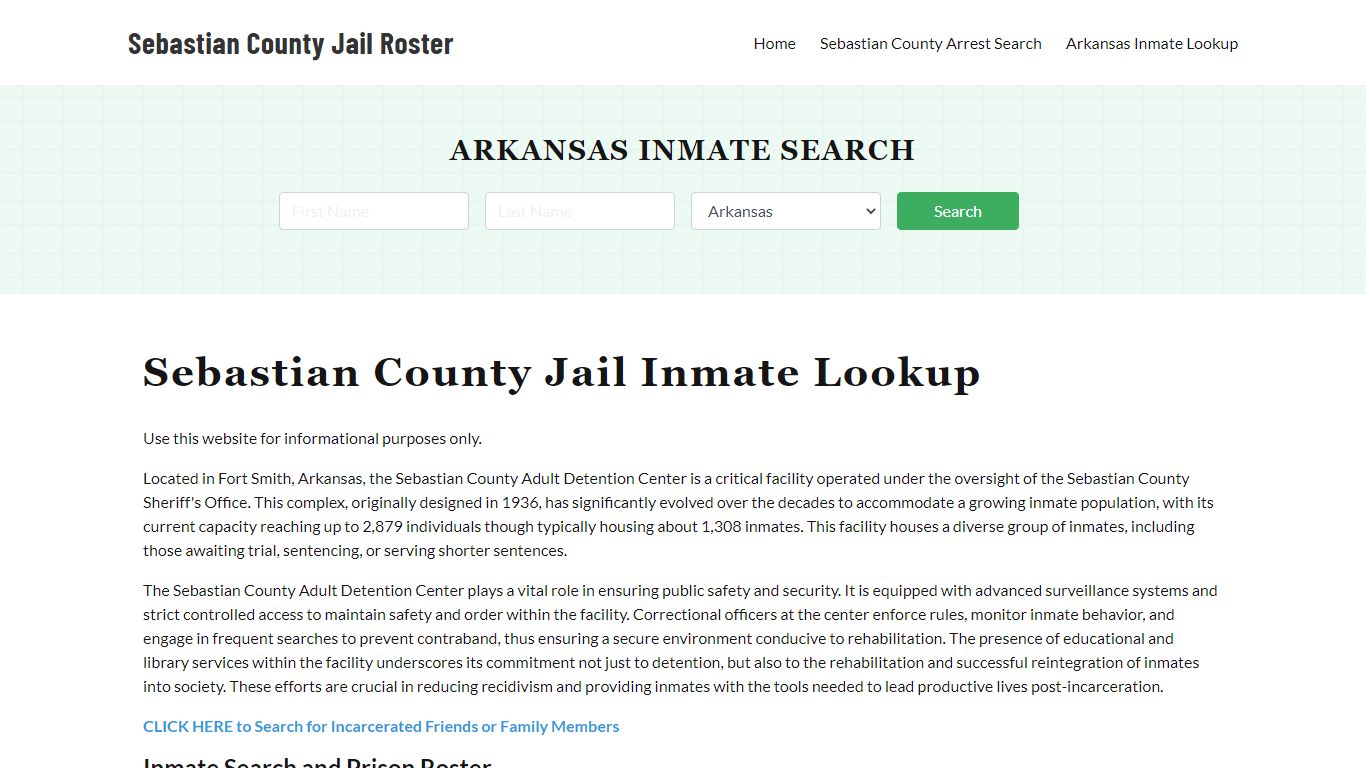 Sebastian County Jail Roster Lookup, AR, Inmate Search