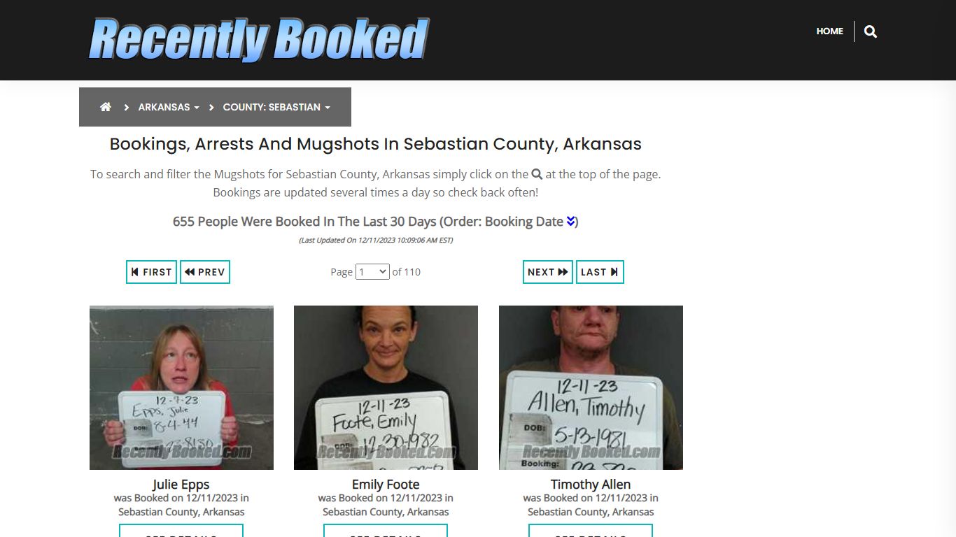 Bookings, Arrests and Mugshots in Sebastian County, Arkansas