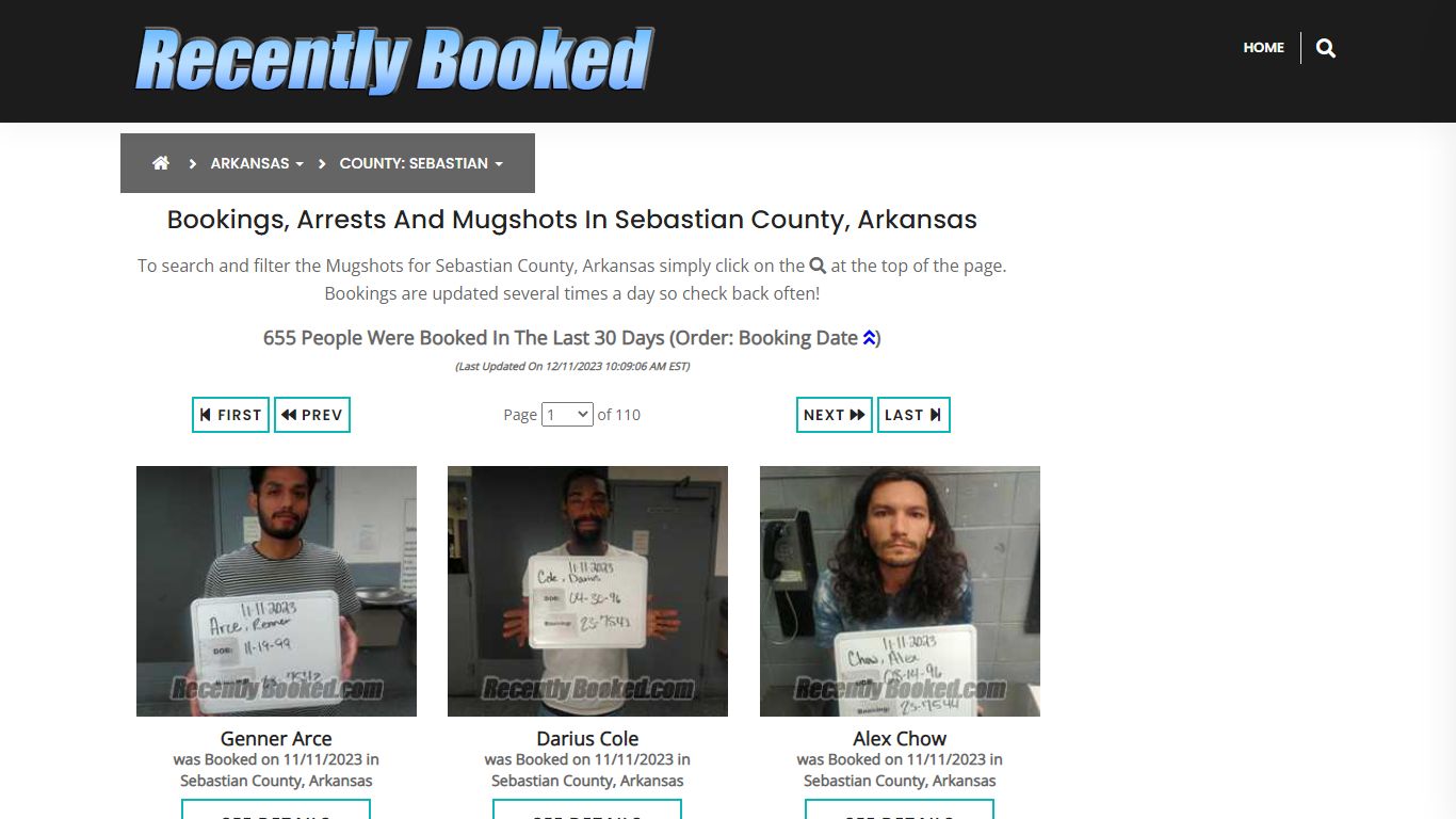 Bookings, Arrests and Mugshots in Sebastian County, Arkansas