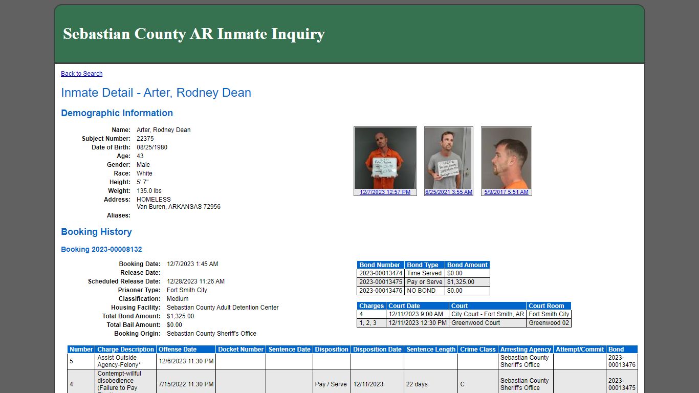 Inmate Detail - Arter, Rodney Dean